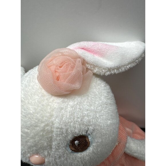 Metoo Plush Bunny Rabbit White Girl Rose Peach Bow Dress Stuffed Animal Soft Toy - Picture 3 of 6